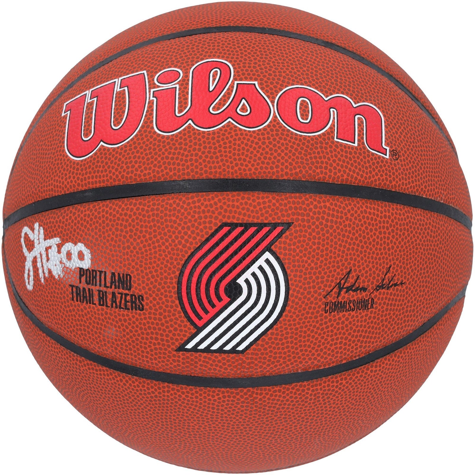 Scoot Henderson Portland Trail Blazers Autographed Fanatics Authentic Wilson Team Logo Basketball - The Ballers Bank