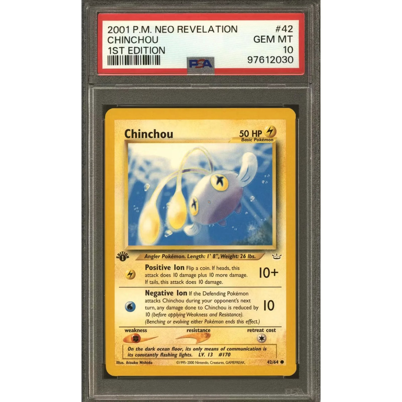 Pokemon Neo Revelation 1st Edition Chinchou 42/64 | PSA 10 Gem Mint