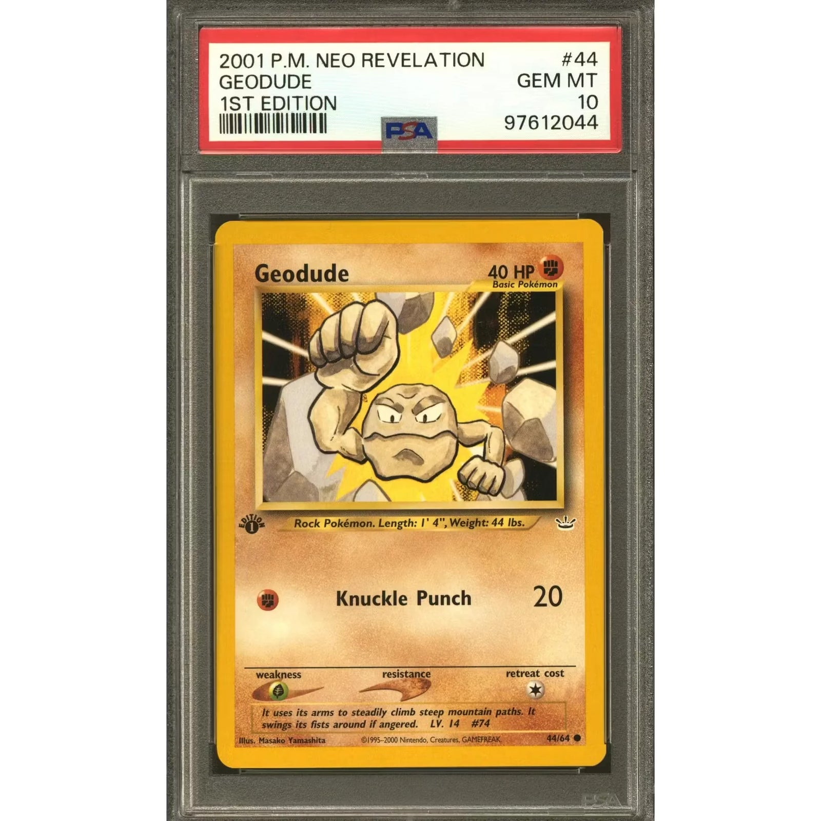 Pokemon Neo Revelation 1st Edition Geodude 44/64 | PSA 10 Gem Mint