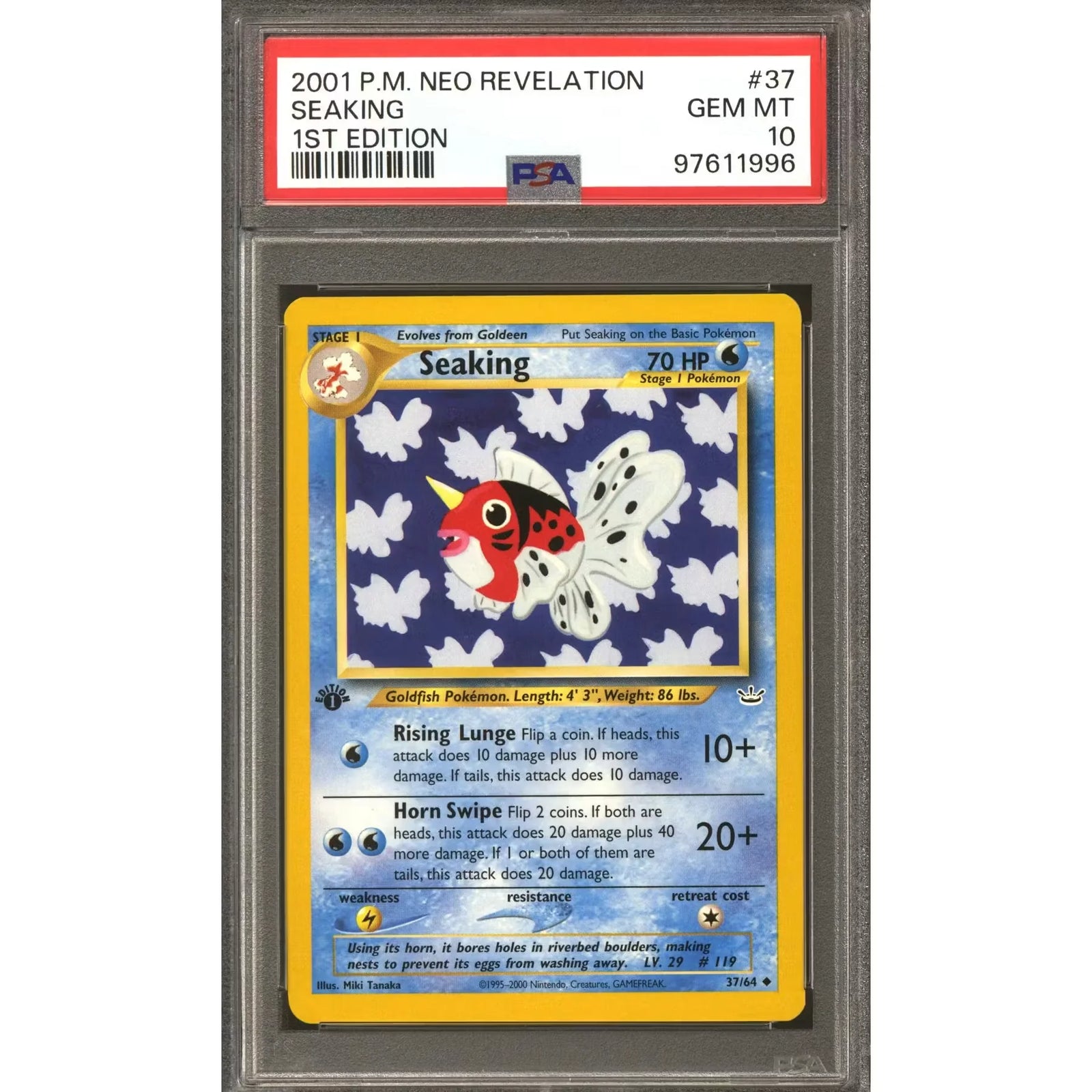 Pokemon Neo Revelation Seaking 37/64 1st Edition | PSA 10 Gem Mint