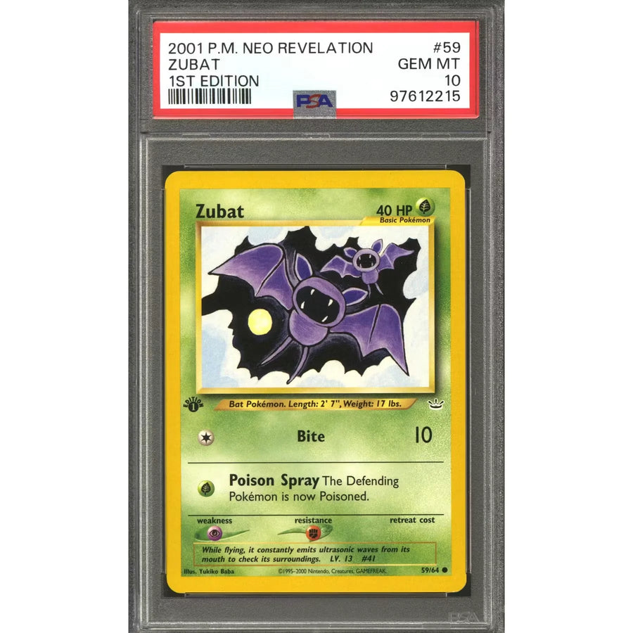 Pokemon Neo Revelation 1st Edition Zubat 59/64 | PSA 10 Gem Mint