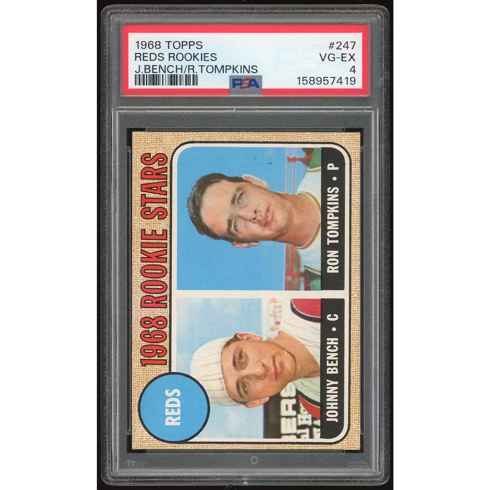1968 Topps #247 Johnny Bench Rookie Card | PSA 4
