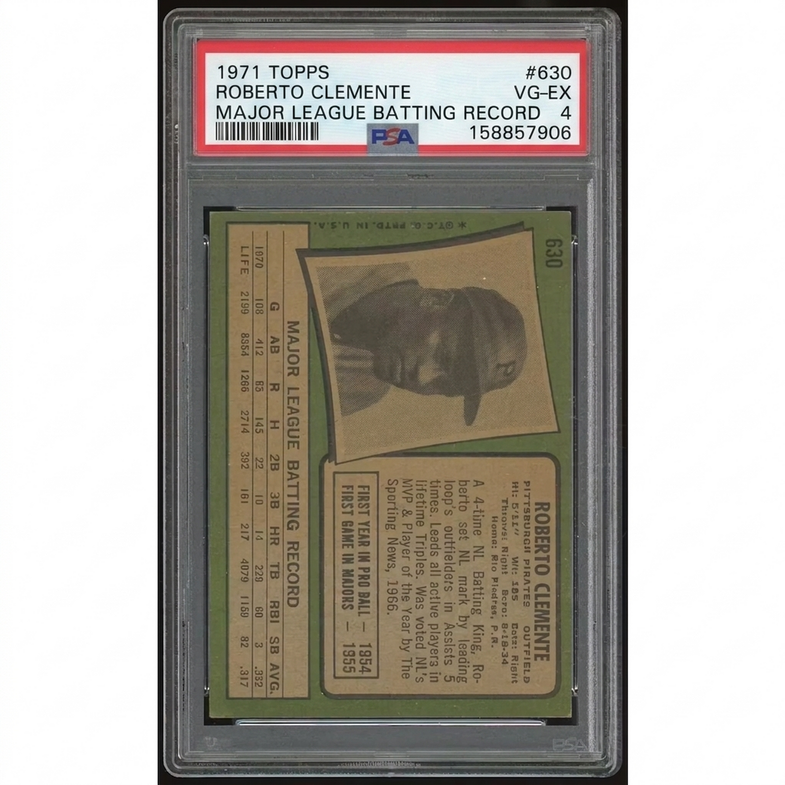Roberto Clemente 1971 Topps #630 | PSA 4