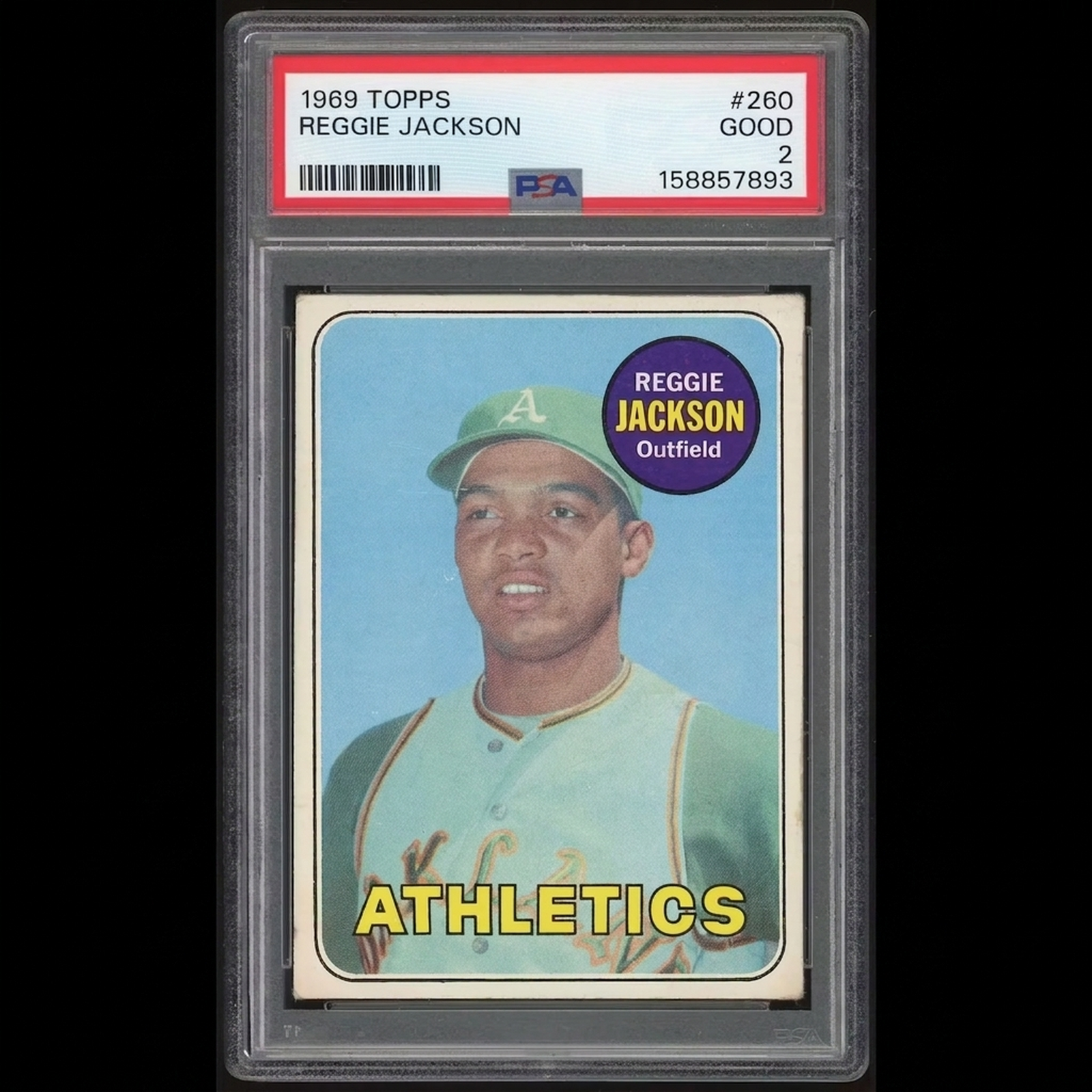 1969 Topps #260 Reggie Jackson Rookie Card | PSA 2