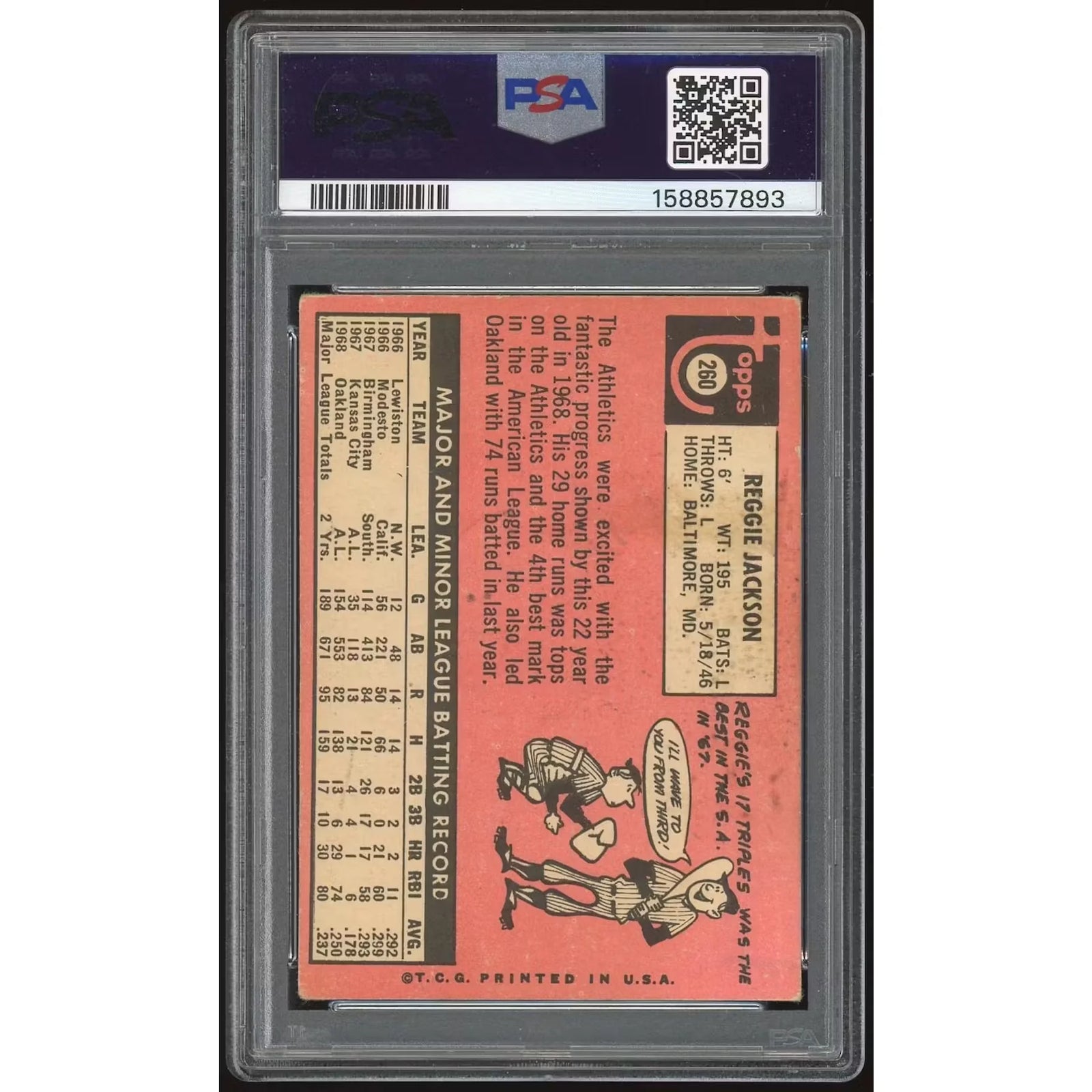 1969 Topps #260 Reggie Jackson Rookie Card | PSA 2