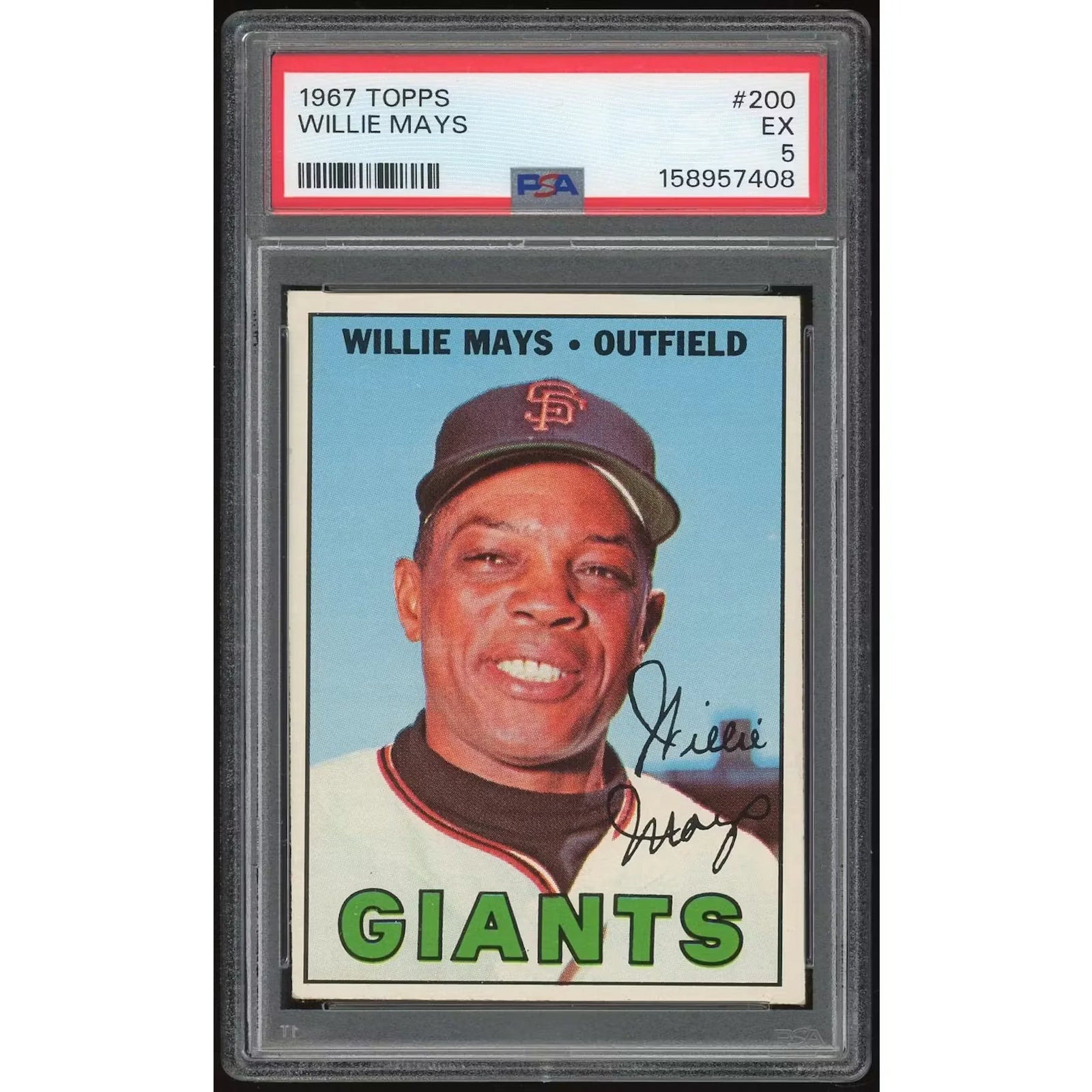 1967 Topps #200 Willie Mays Card | PSA 5