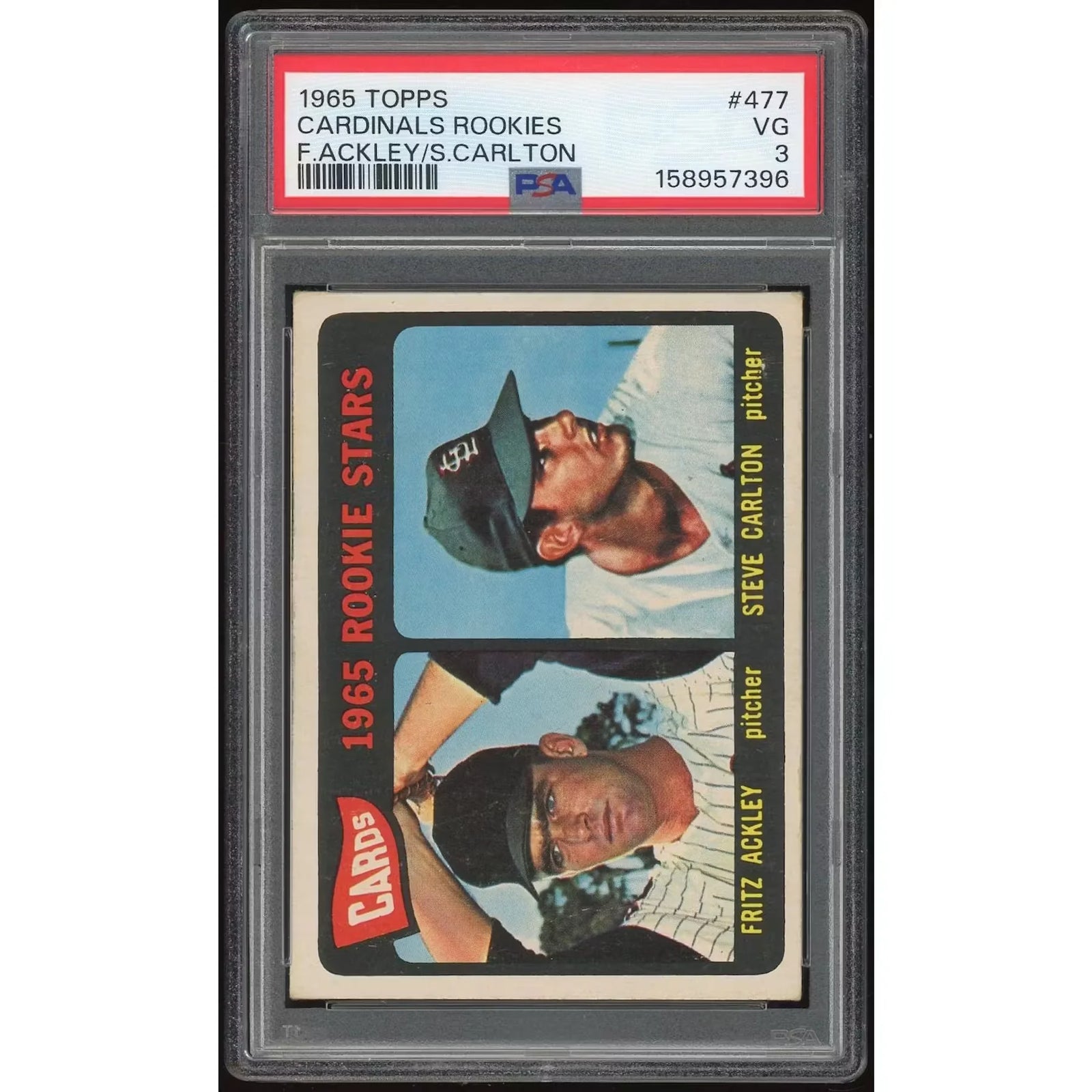 Steve Carlton 1965 Topps #477 Rookie Card | PSA 3