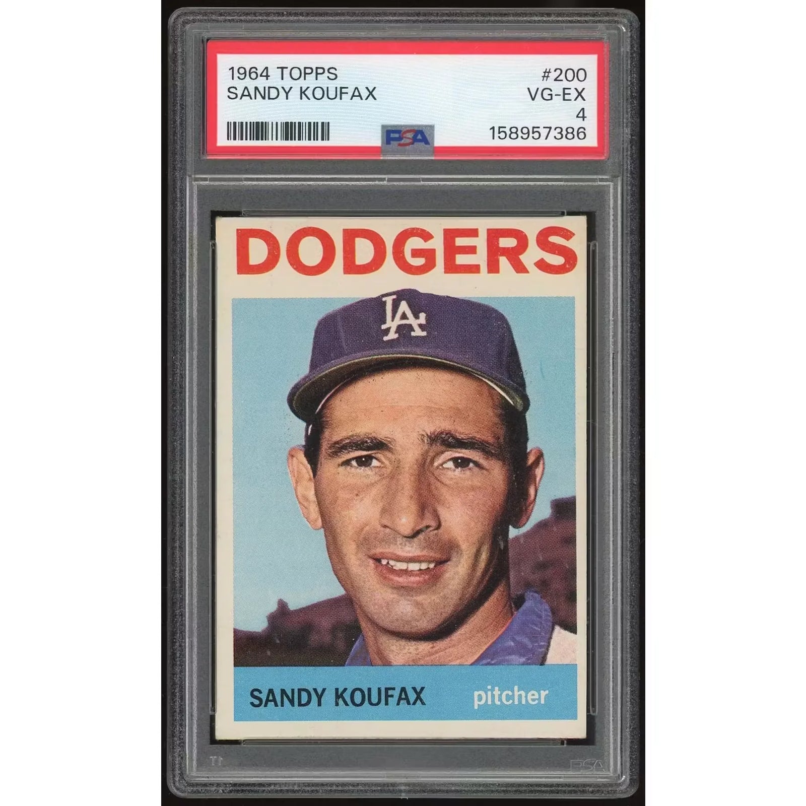 Sandy Koufax 1964 Topps #200 Baseball Card | PSA 4