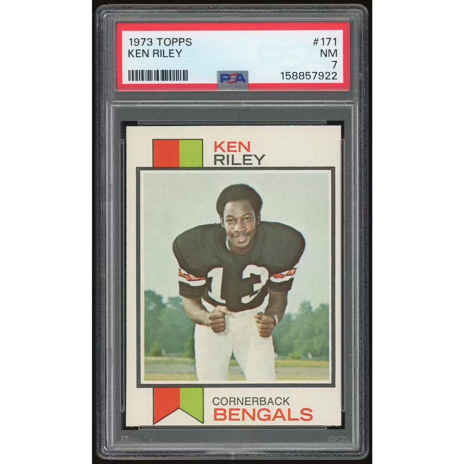 1973 Topps #171 Ken Riley Rookie Card | PSA 7