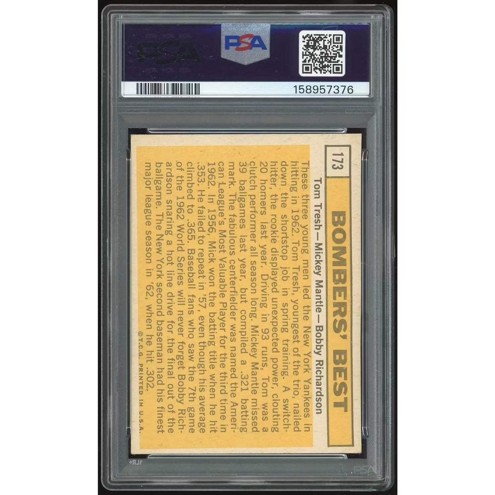 1963 Topps #173 Bombers' Best Mantle/Tresh/Richardson | PSA 4