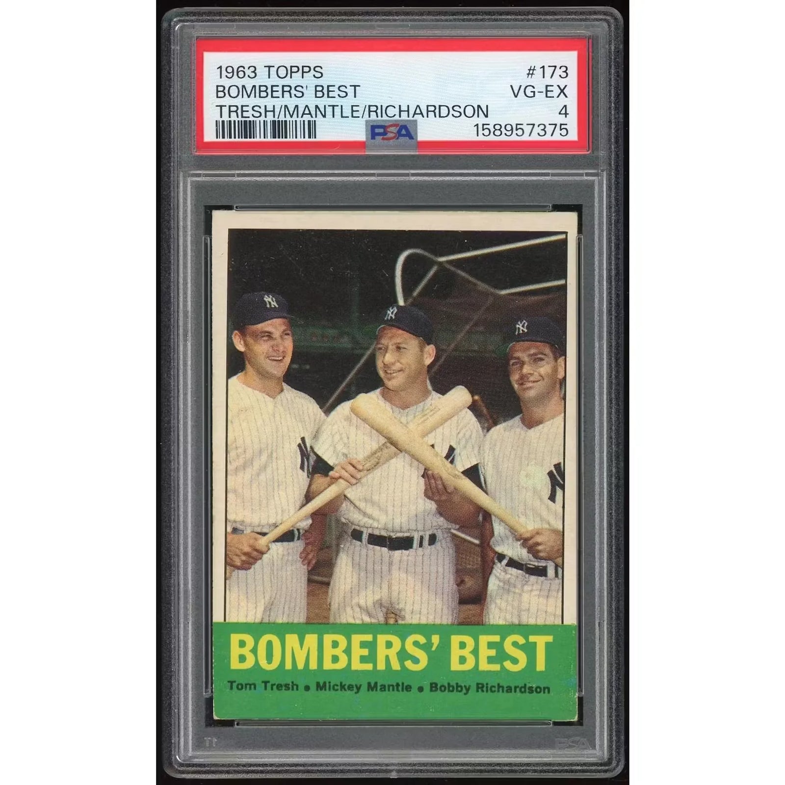 1963 Topps #173 Bombers' Best Mantle Card | PSA 4