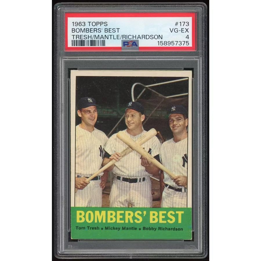 1963 Topps #173 Bombers' Best Mantle Card | PSA 4