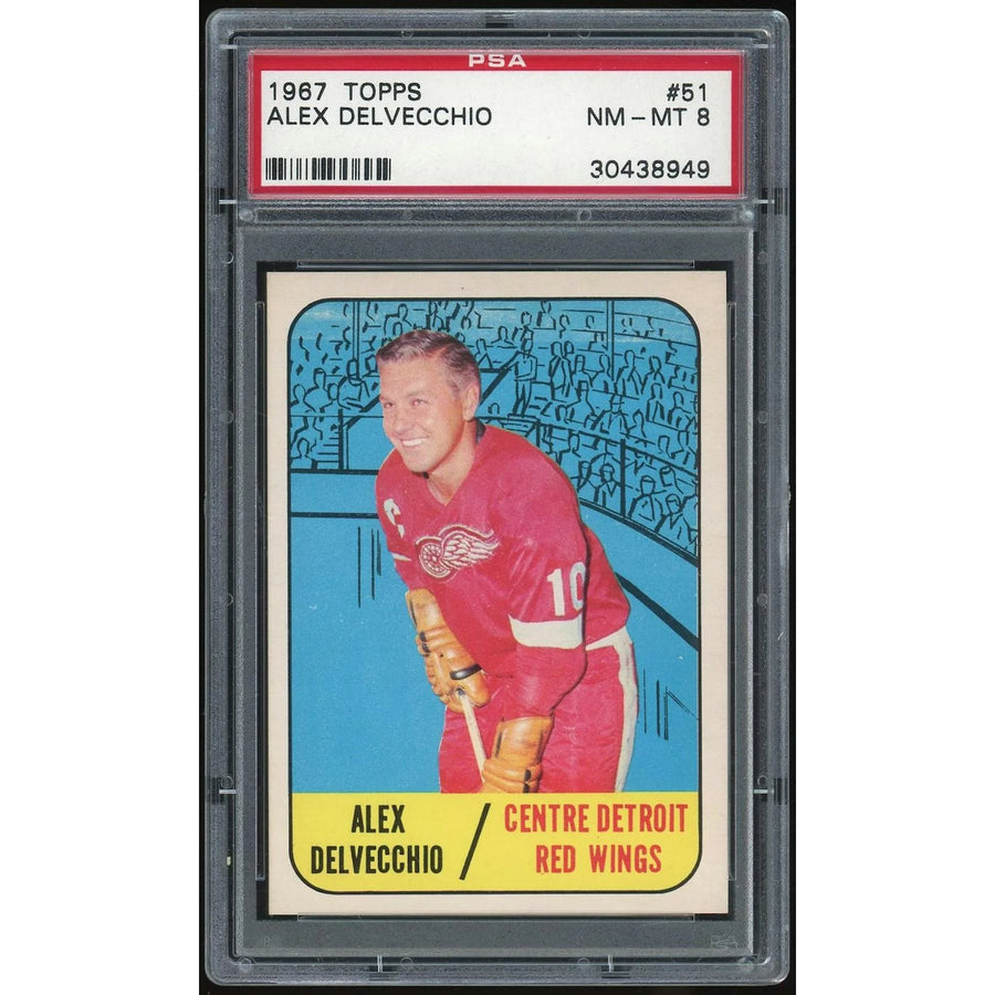 Alex Delvecchio 1967-68 Topps #51 Hockey Card | PSA 8