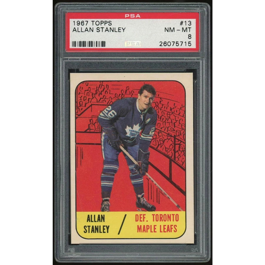 Allan Stanley 1967-68 Topps #13 Hockey Card | PSA 8