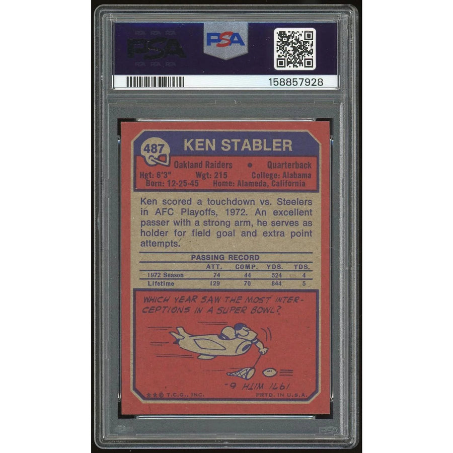 1973 Topps #487 Ken Stabler Rookie Card | PSA 5
