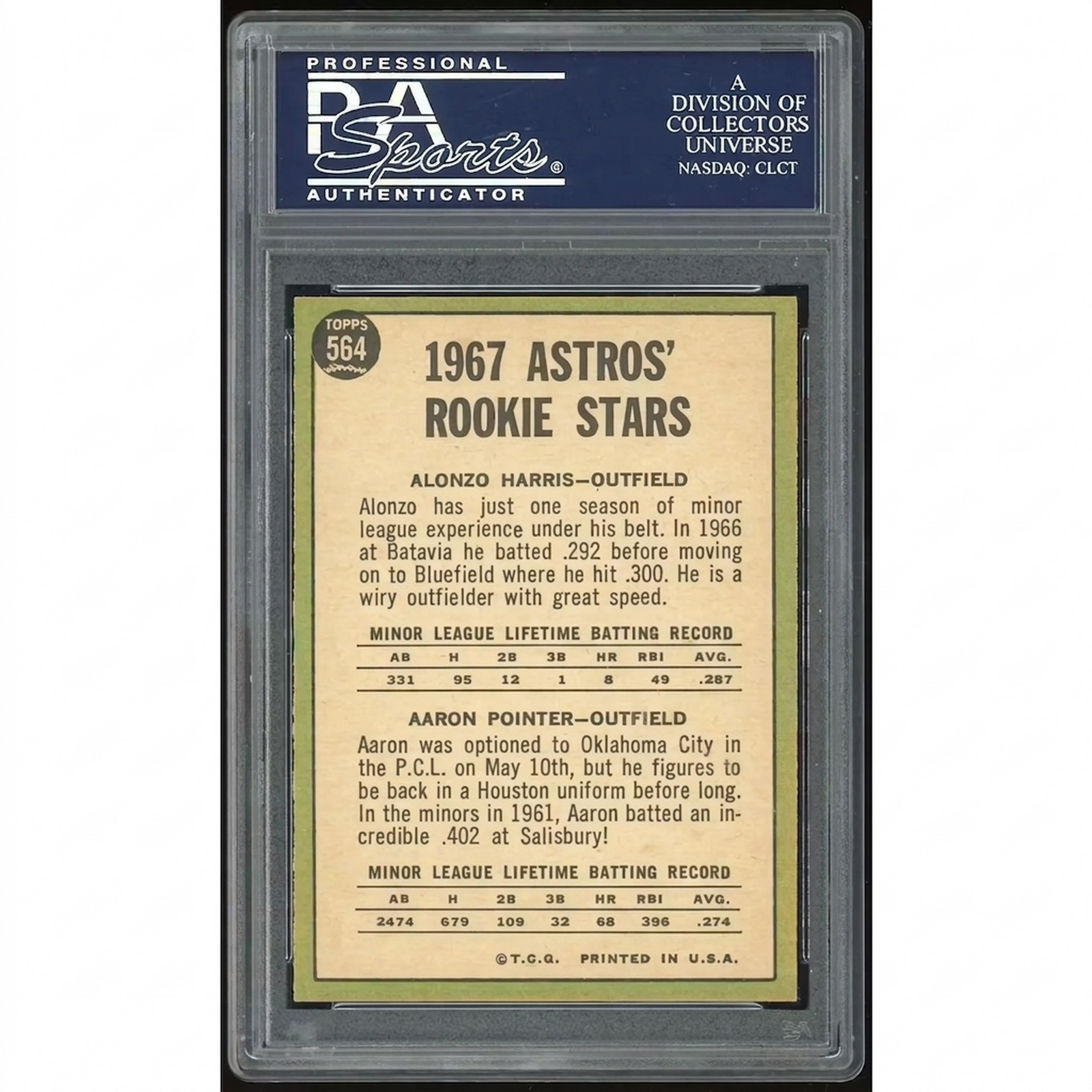 1967 Topps #564 Aaron Pointer/Alonzo Harris RC | PSA 8