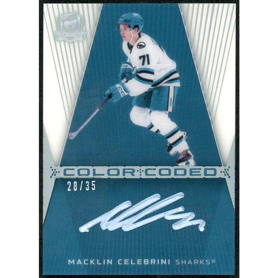 Macklin Celebrini Signed 2024-25 Upper Deck The Cup Rookie Card | Color Coded Auto/35