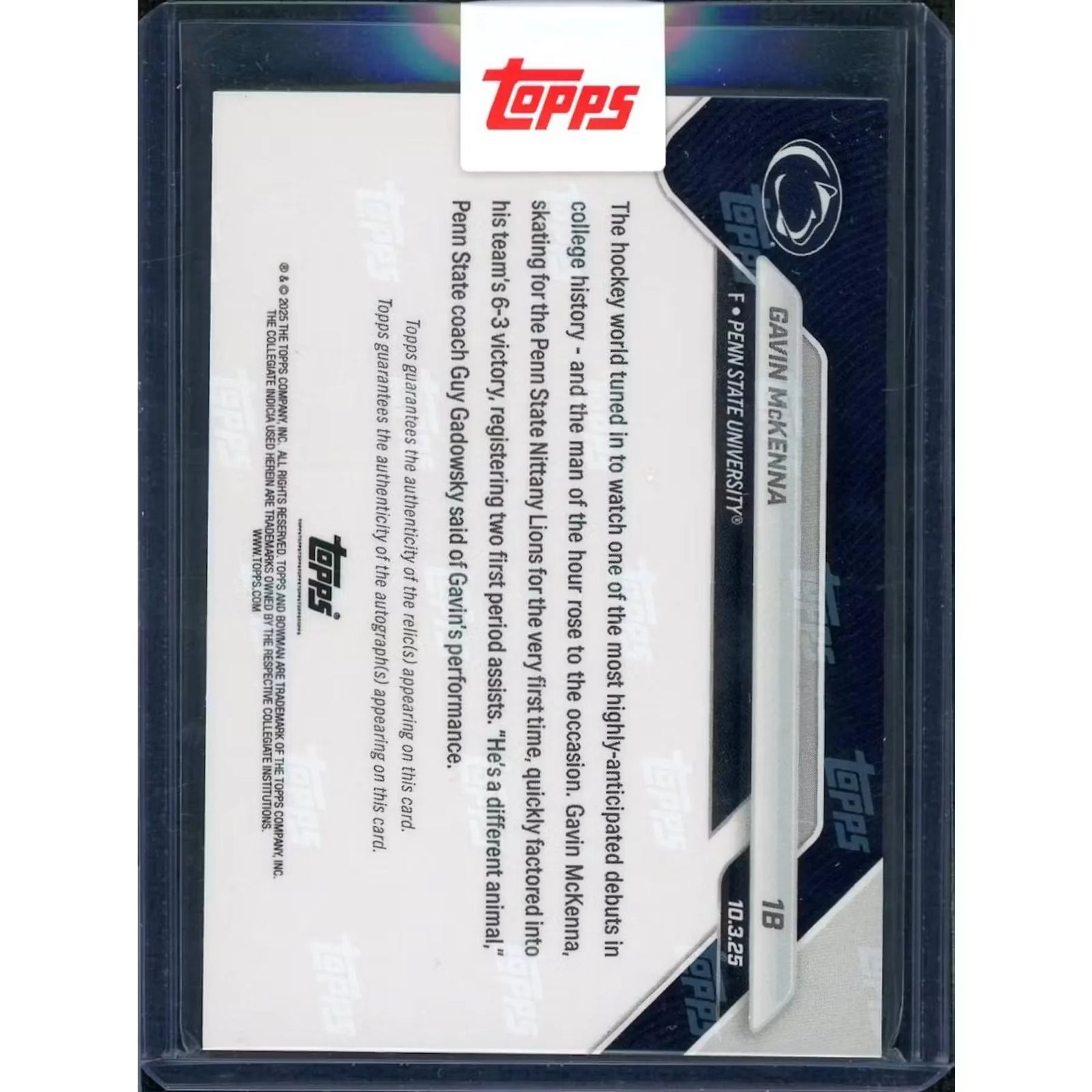 Gavin McKenna Signed 2025 Bowman University Now Card | Orange Patch Auto/25