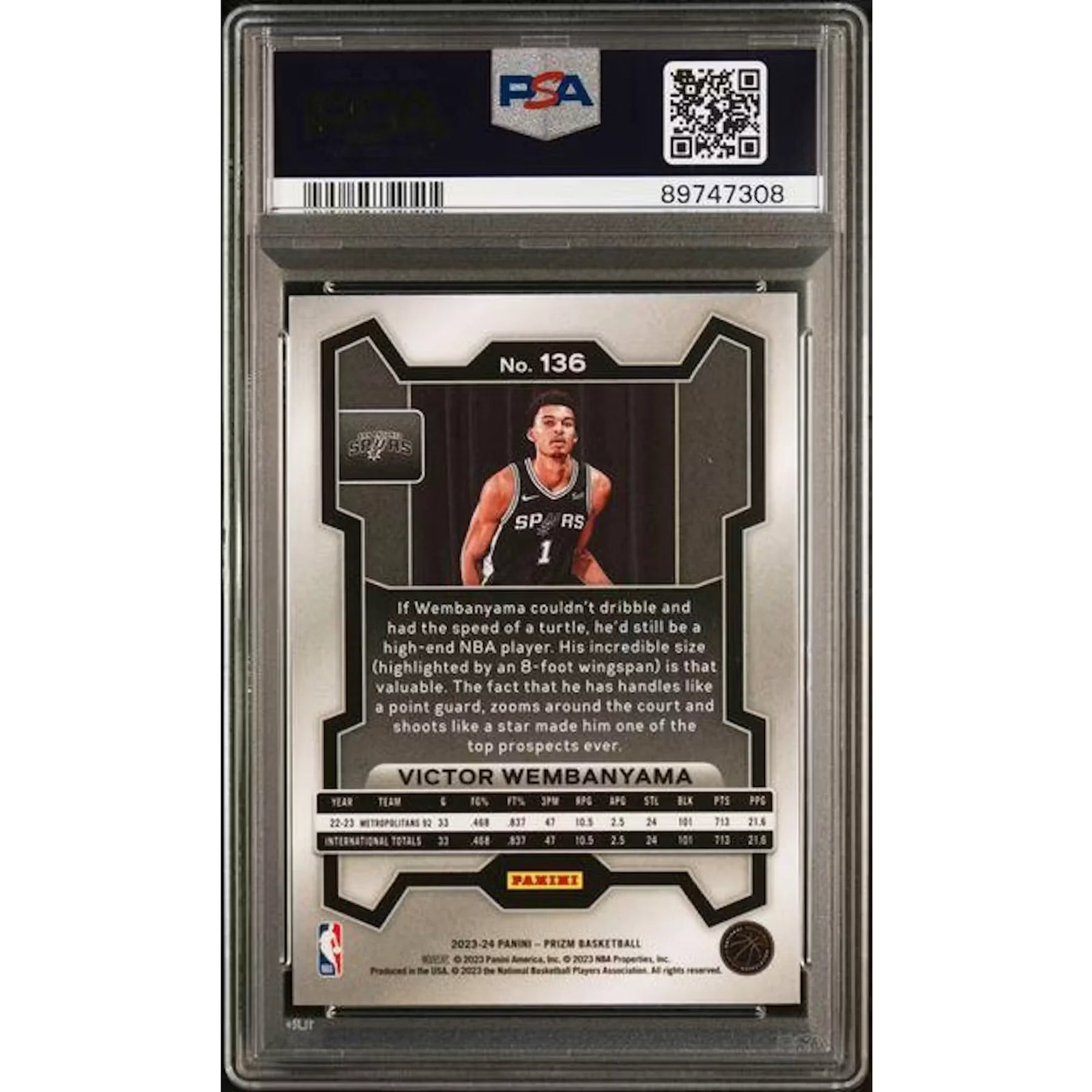 Victor Wembanyama 2023 Panini Prizm Rookie #136 | PSA 10