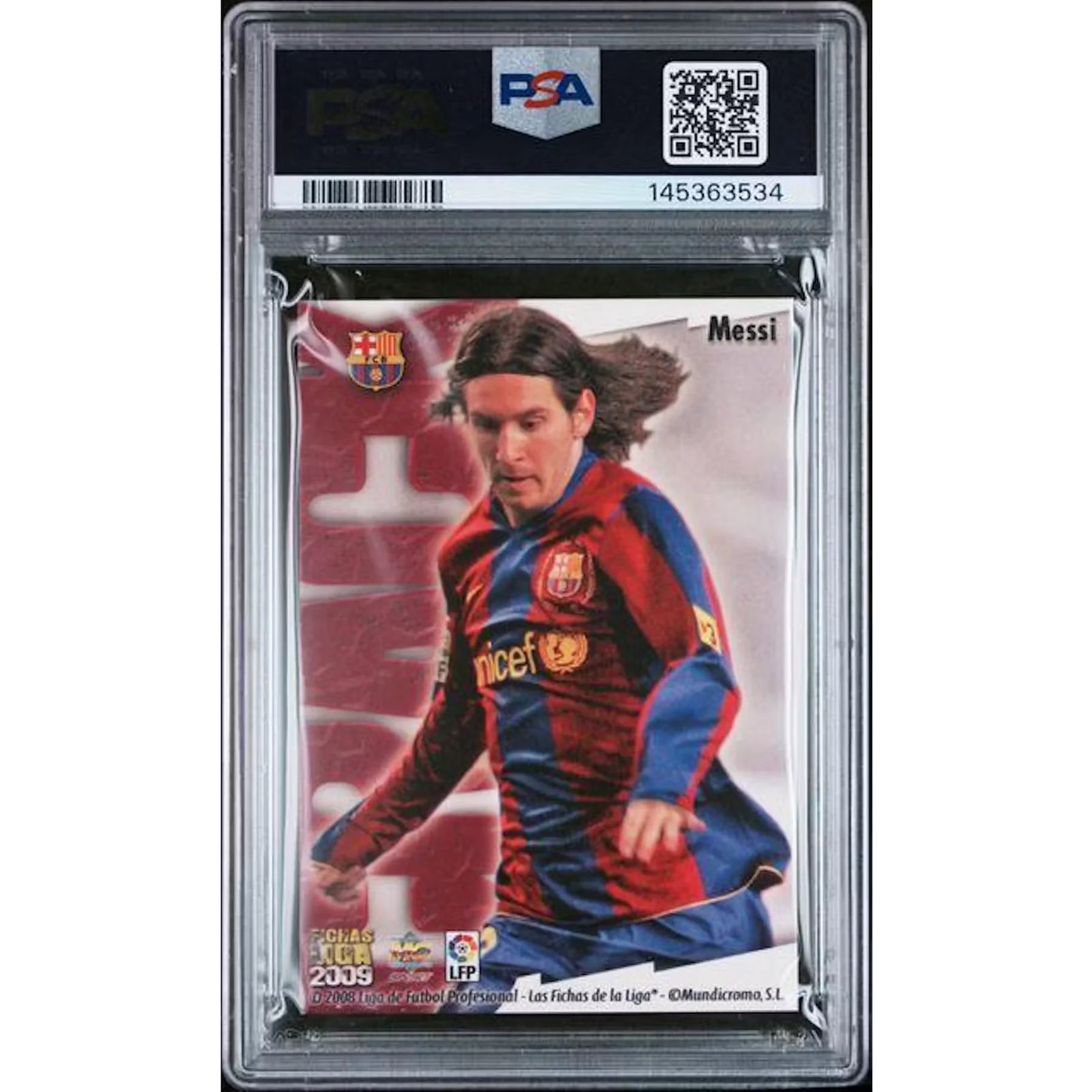 Lionel Messi 2008 Mundicromo Las Fichas De La Liga #80 | PSA 9