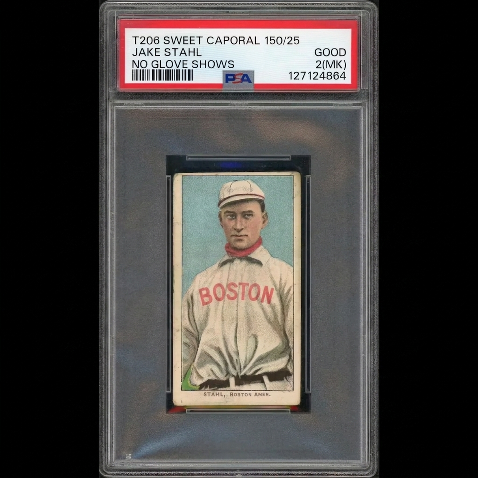 Jake Stahl 1909-11 T206 Sweet Caporal Card | No Glove Shows PSA 2