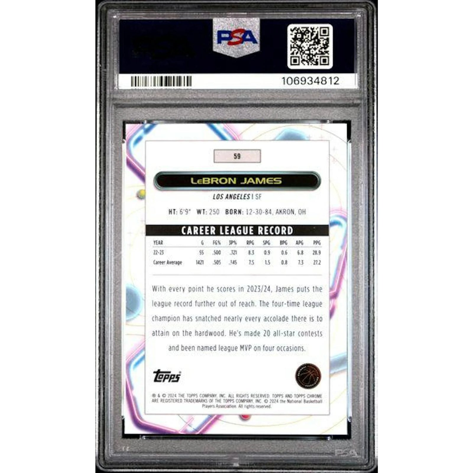 LeBron James 2023 Topps Cosmic Chrome Aqua Equinox #59 | PSA 10
