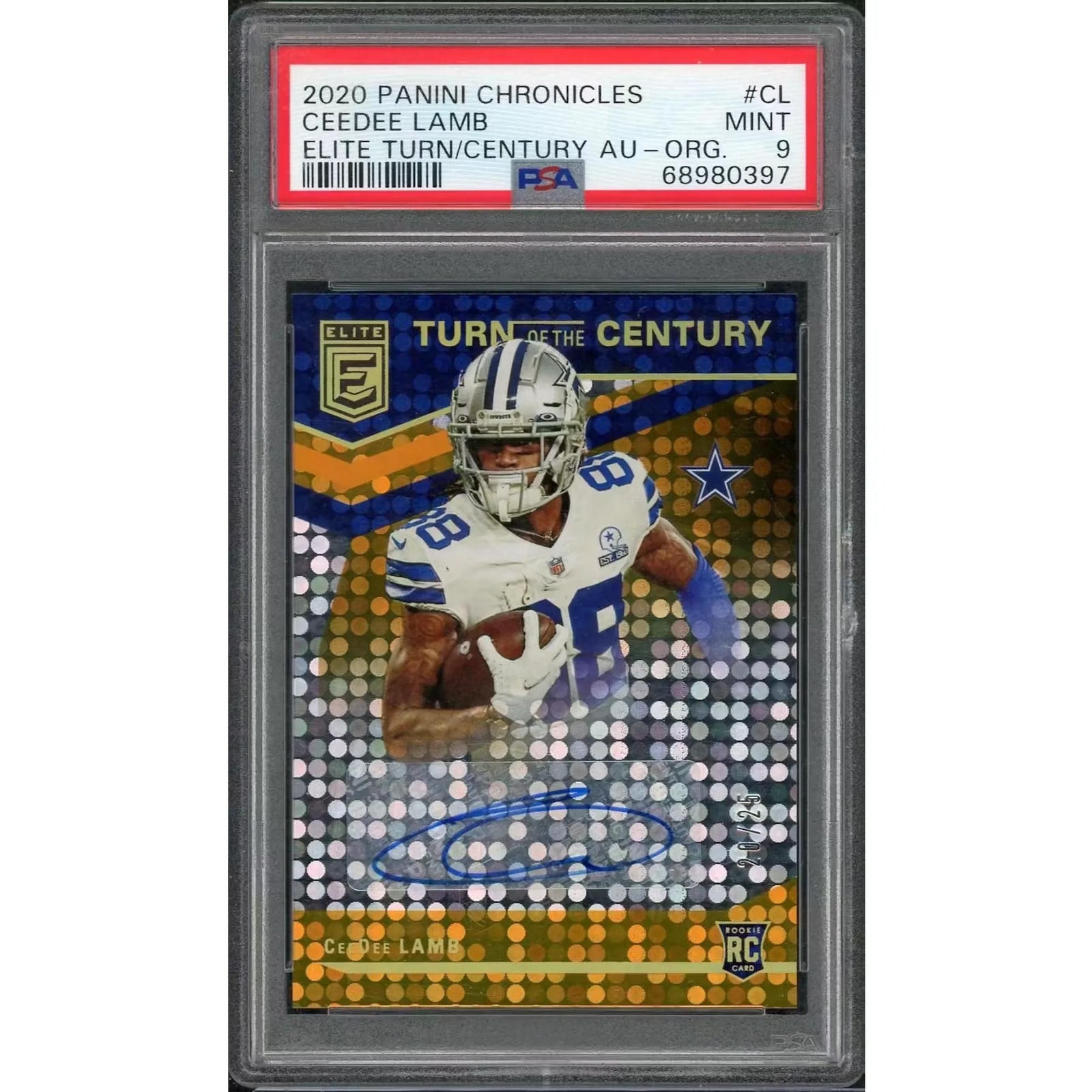 CeeDee Lamb 2020 Panini Elite Rookie Auto | PSA 9/25