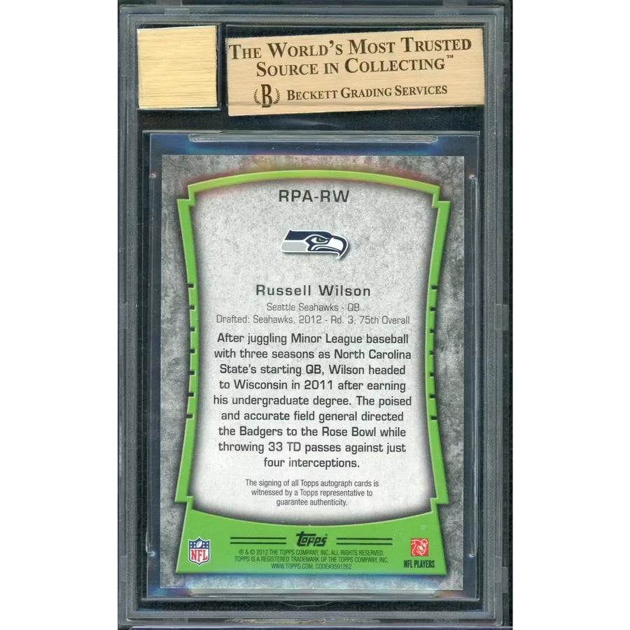 Russell Wilson Signed 2012 Topps Rookie Premiere Card | BGS 9.5