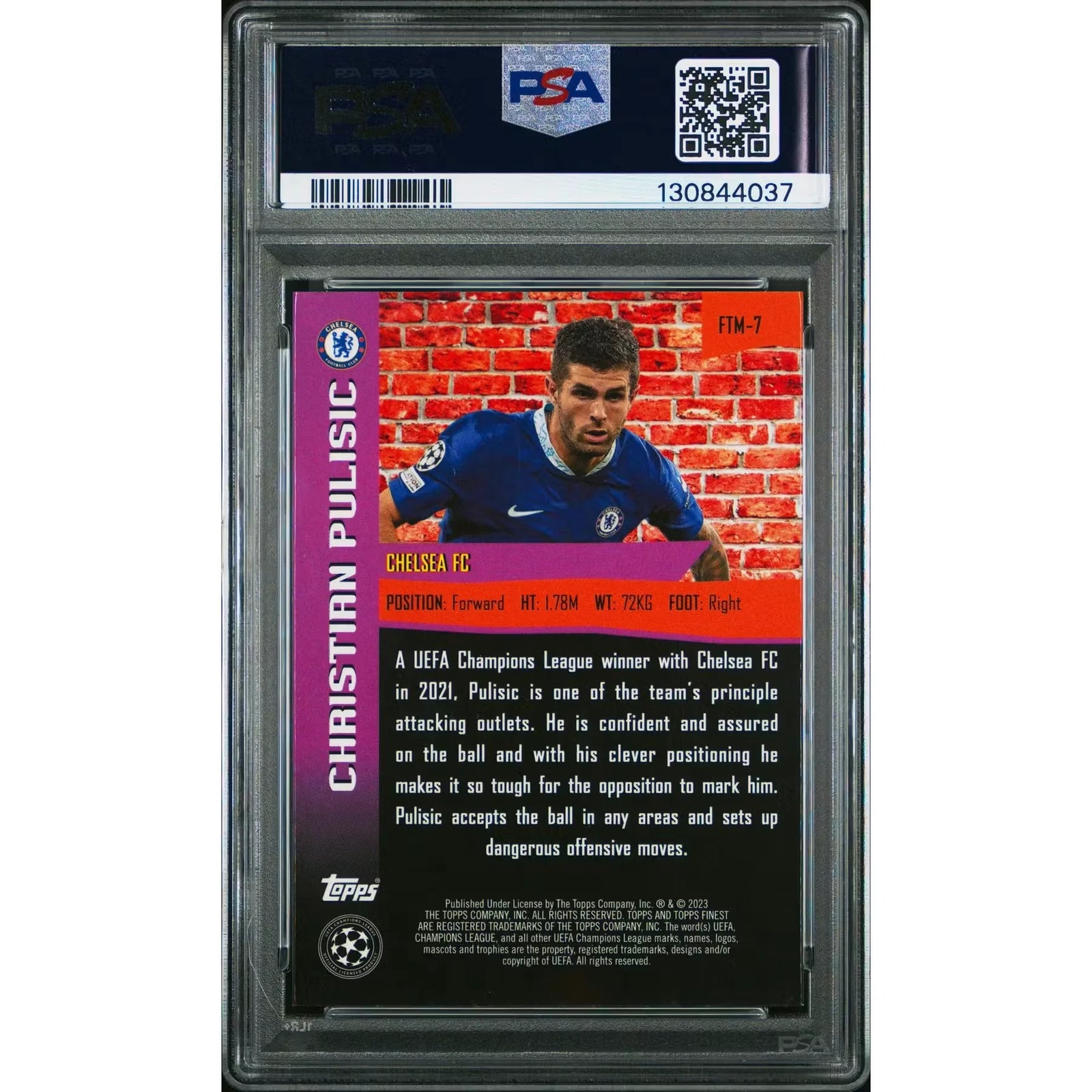 Christian Pulisic 2022-23 Topps Finest UCC The Man #FTM-7 | PSA 10