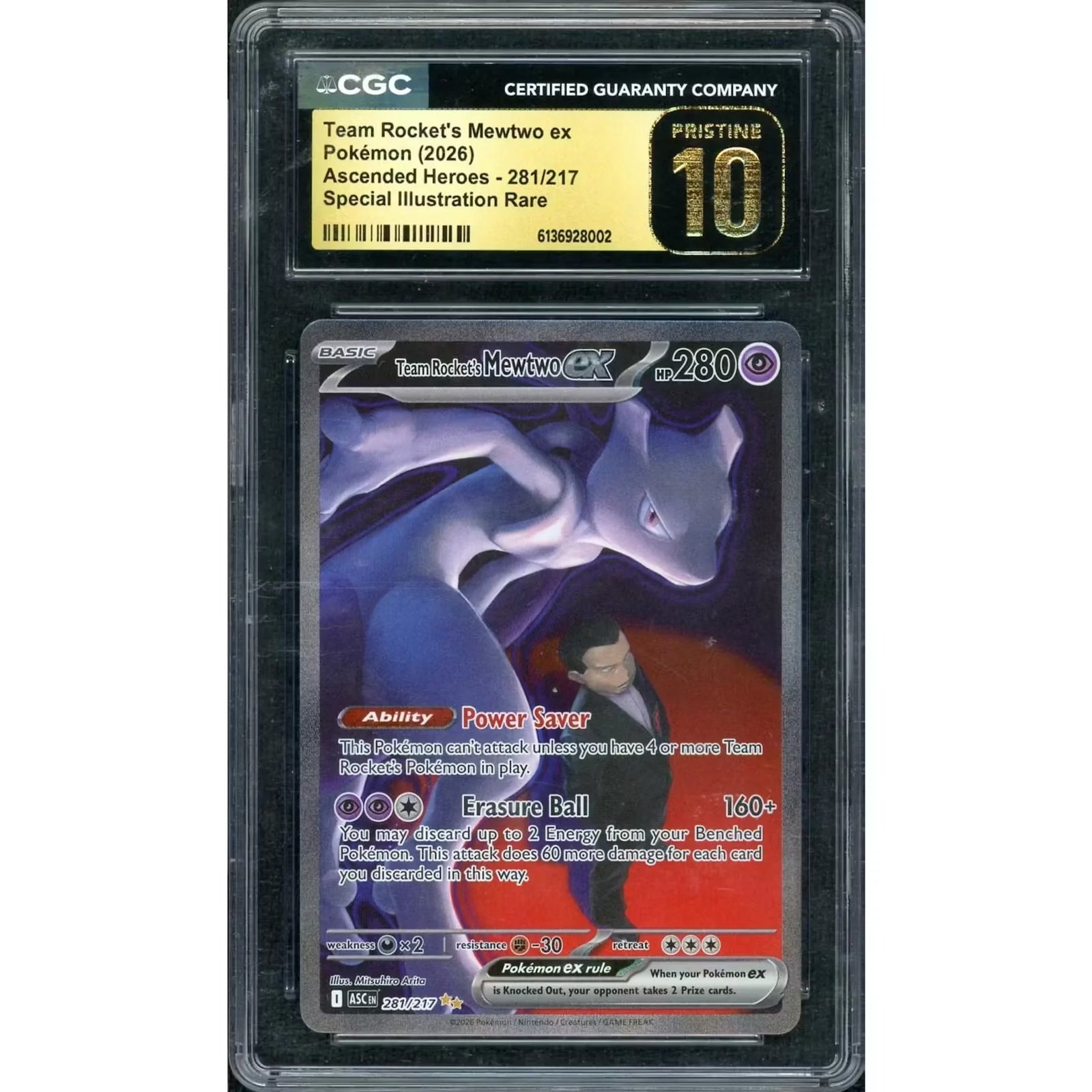 Team Rocket's Mewtwo ex SIR #281 | 2026 Ascended Heroes CGC 10