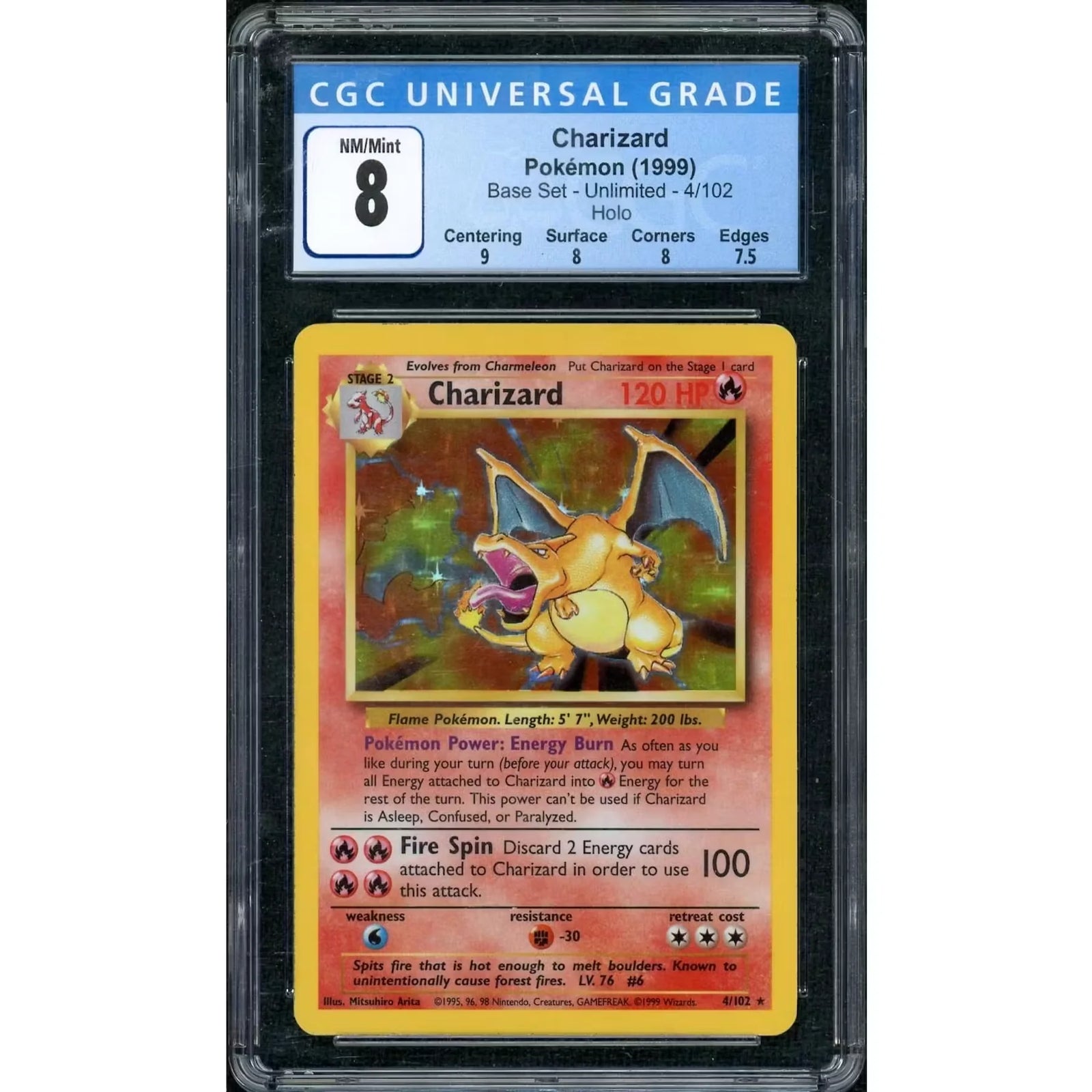 1999 Pokemon Base Set Charizard Holo #4 | CGC 8
