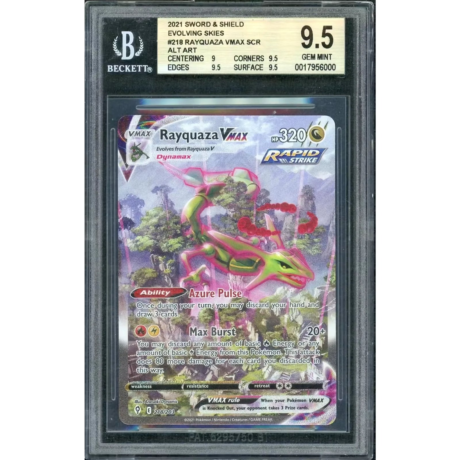 Rayquaza VMAX Alternate Art #218 | 2021 Evolving Skies BGS 9.5