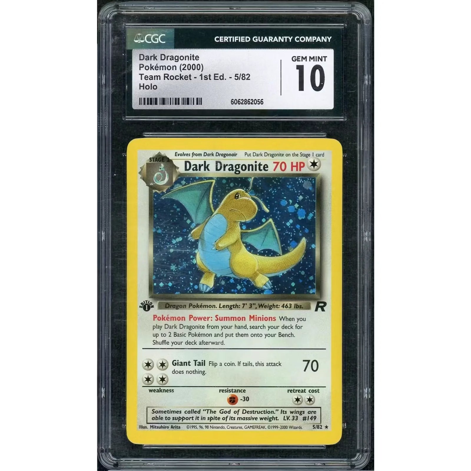 2000 Pokemon Team Rocket Dark Dragonite 1st Edition Holo #5 | CGC 10 Gem Mint