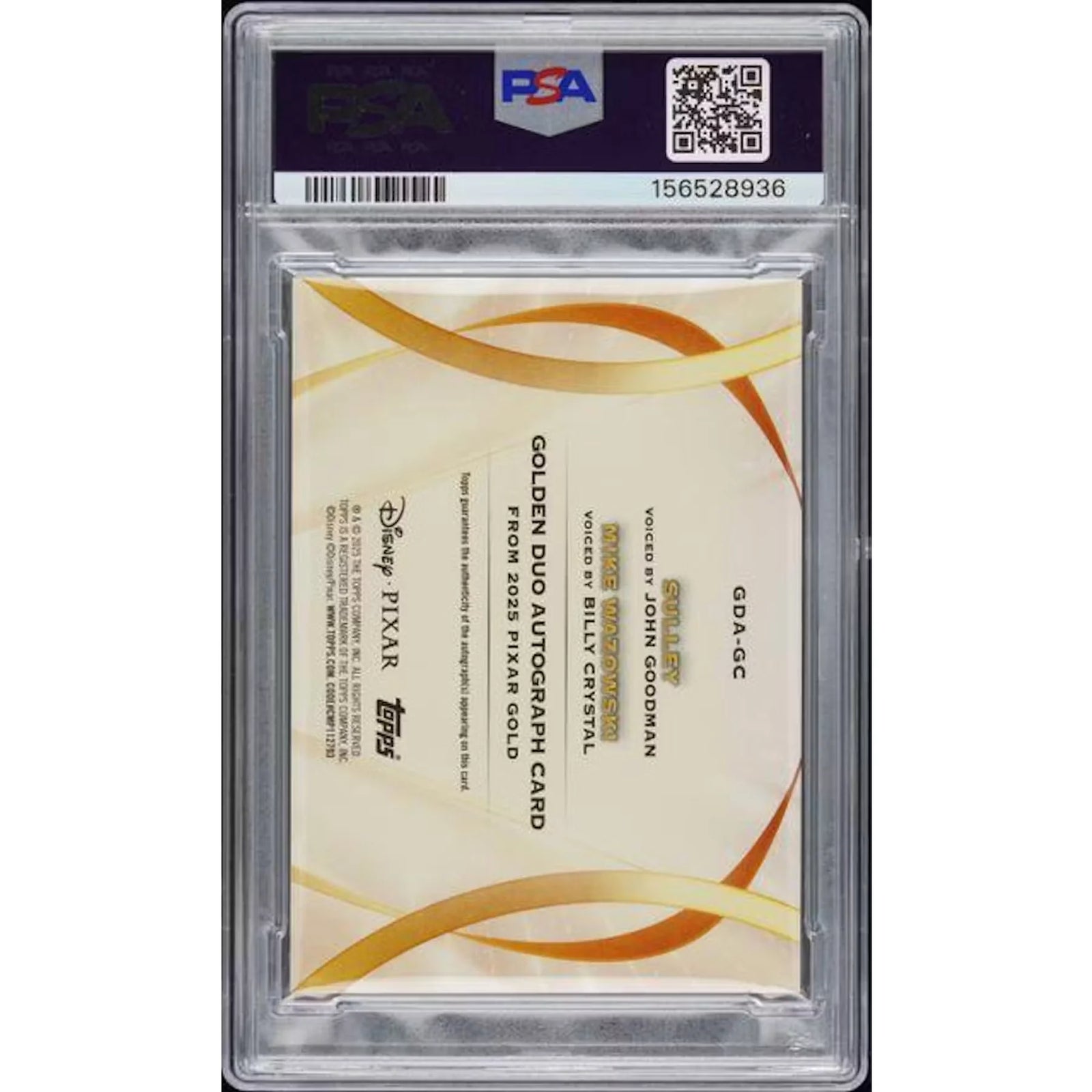 2025 Topps Pixar Gold Sulley and Mike Wazowski Dual Auto | PSA 10