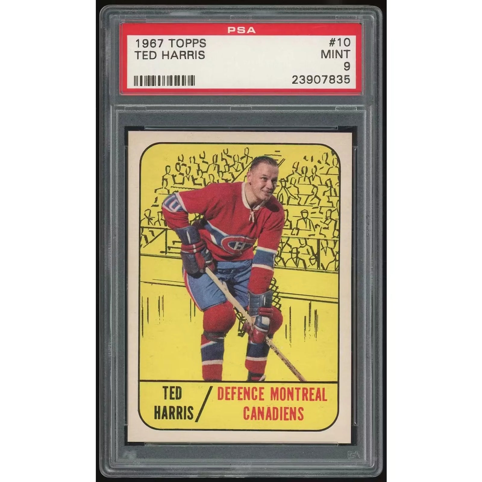 Ted Harris 1967-68 Topps #10 Hockey Card | PSA 9