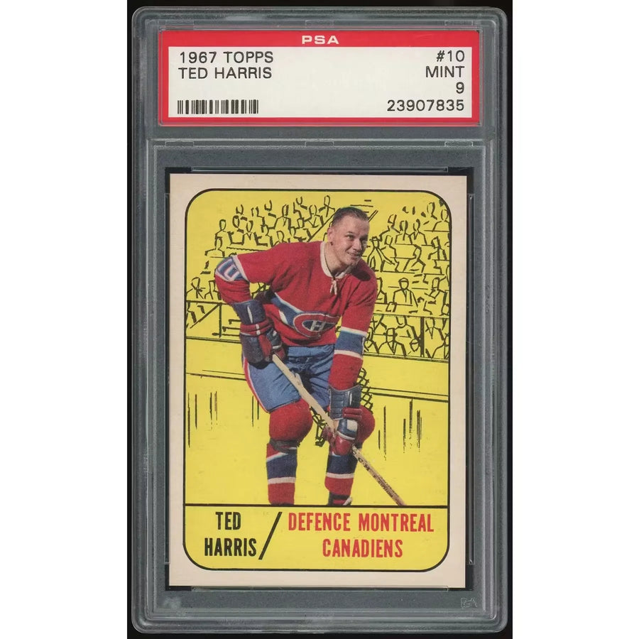 Ted Harris 1967-68 Topps #10 Hockey Card | PSA 9