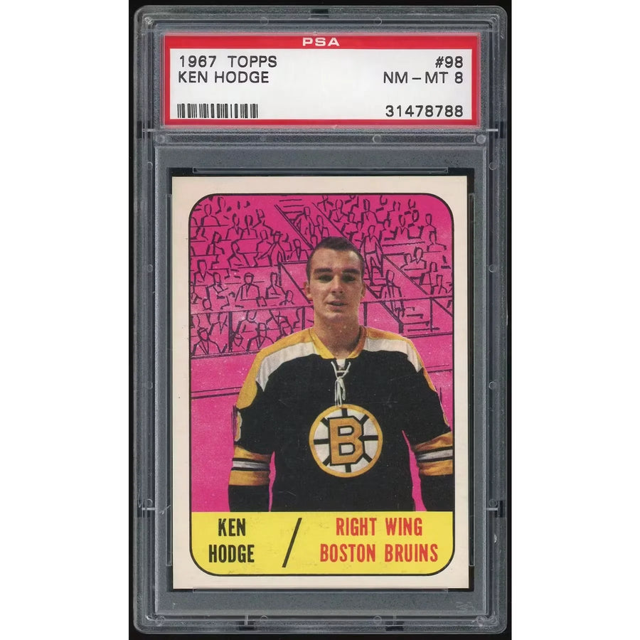 Ken Hodge 1967-68 Topps #98 Hockey Card | PSA 8