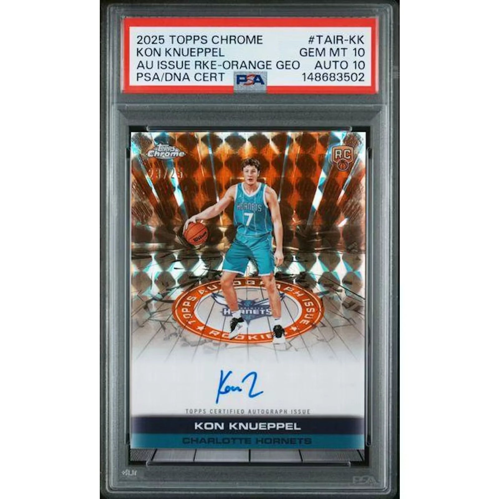 Kon Knueppel Signed 2025 Topps Chrome Rookie Card | PSA 10 Auto 10