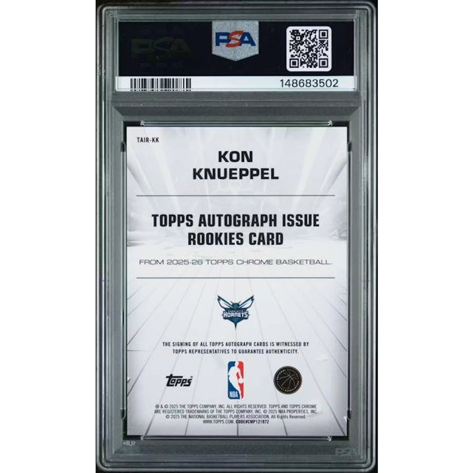 Kon Knueppel Signed 2025 Topps Chrome Rookie Card | PSA 10 Auto 10