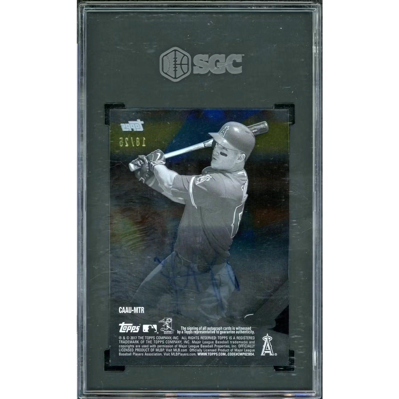 Mike Trout Signed 2017 Topps Clearly Authentic Card | SGC 9 Blue/25