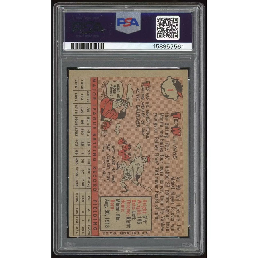 Ted Williams 1958 Topps #1 Card | PSA 3
