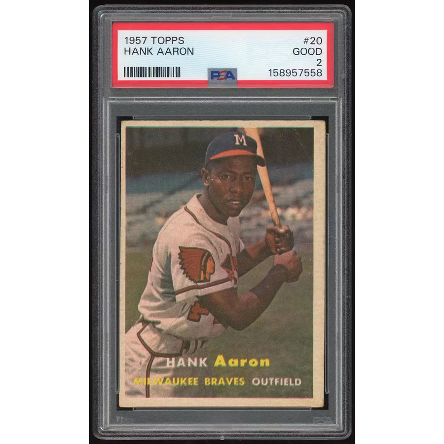Hank Aaron 1957 Topps #20 Baseball Card | PSA 2