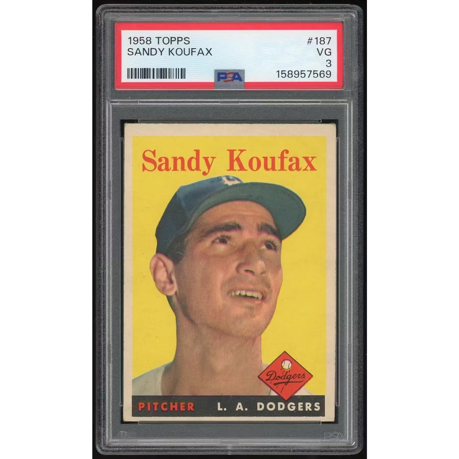 Sandy Koufax 1958 Topps #187 Baseball Card | PSA 3