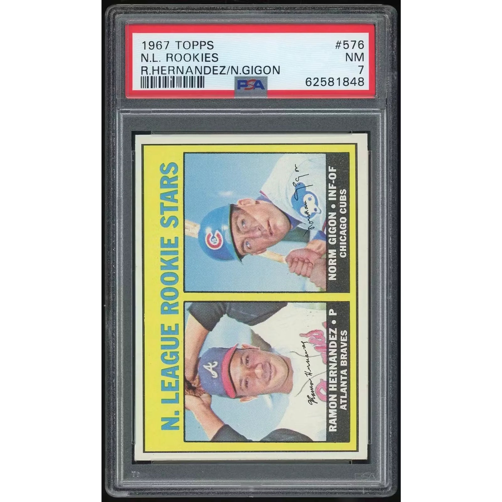 1967 Topps #576 Ramon Hernandez/Norm Gigon Rookie Card | PSA 7