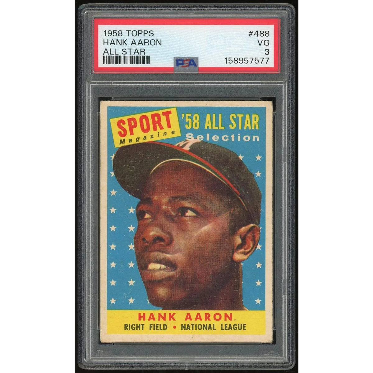 1958 Topps #488 Hank Aaron All-Star Card | PSA 3
