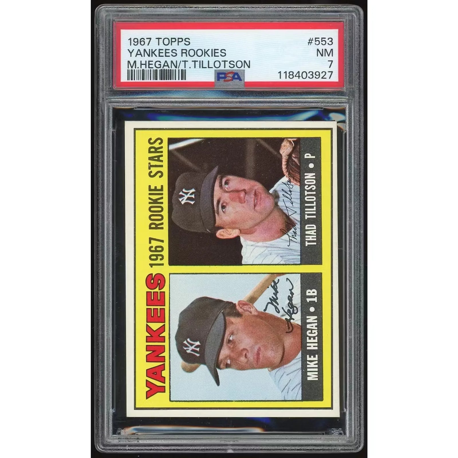 1967 Topps #553 Mike Hegan/Thad Tillotson Rookie Card | PSA 7