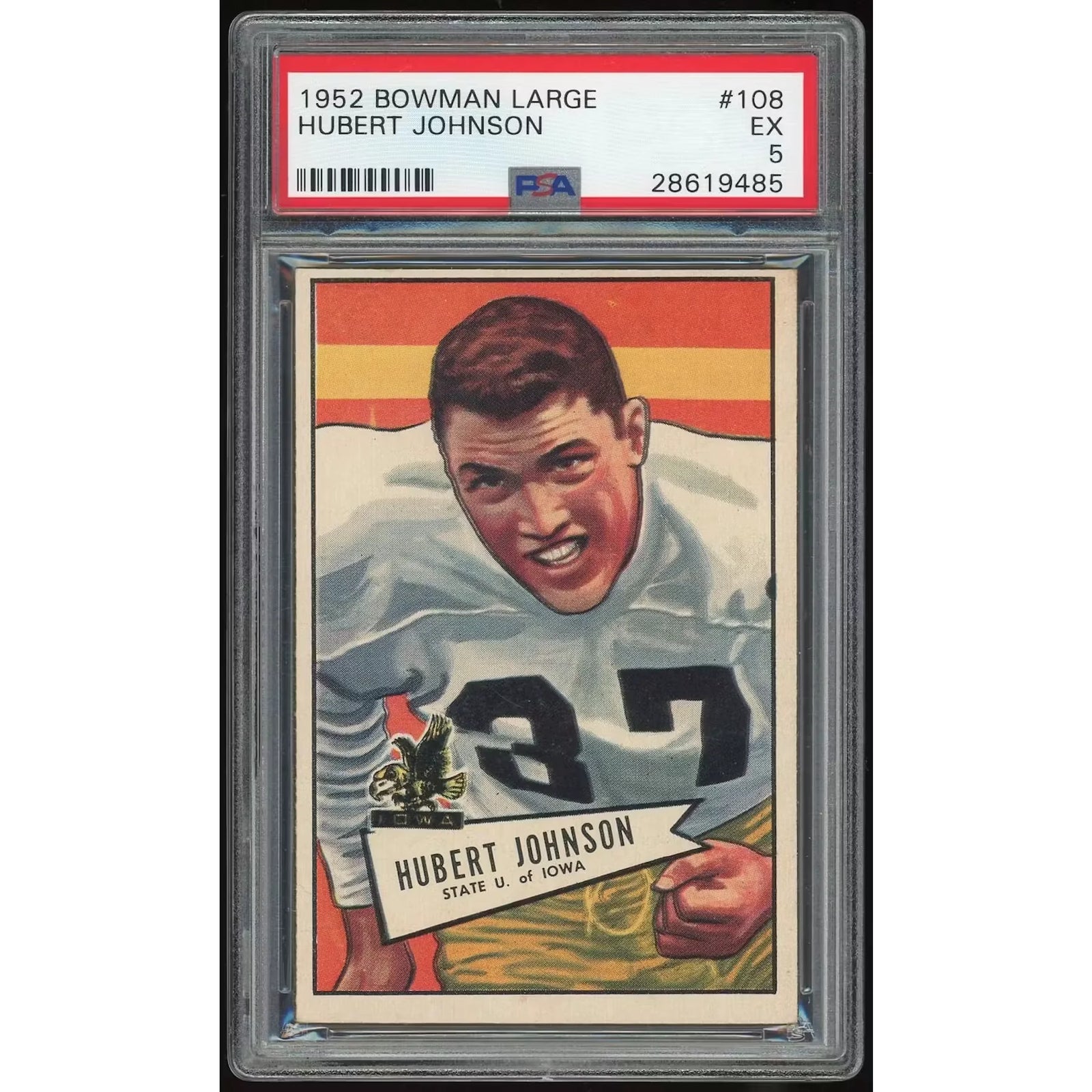 1952 Bowman Large #108 Hubert Johnston Rookie Card | PSA 5