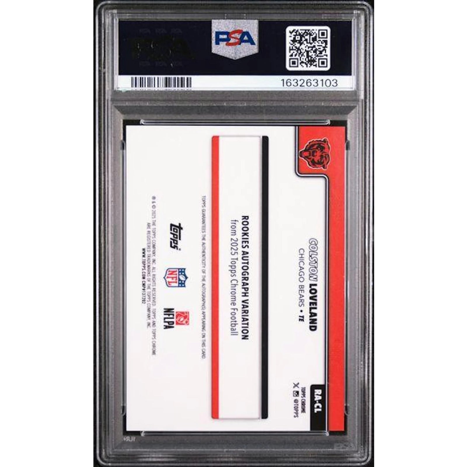 Colston Loveland Signed 2025 Topps Chrome Rookie Card | Green Geometric/99 PSA 10