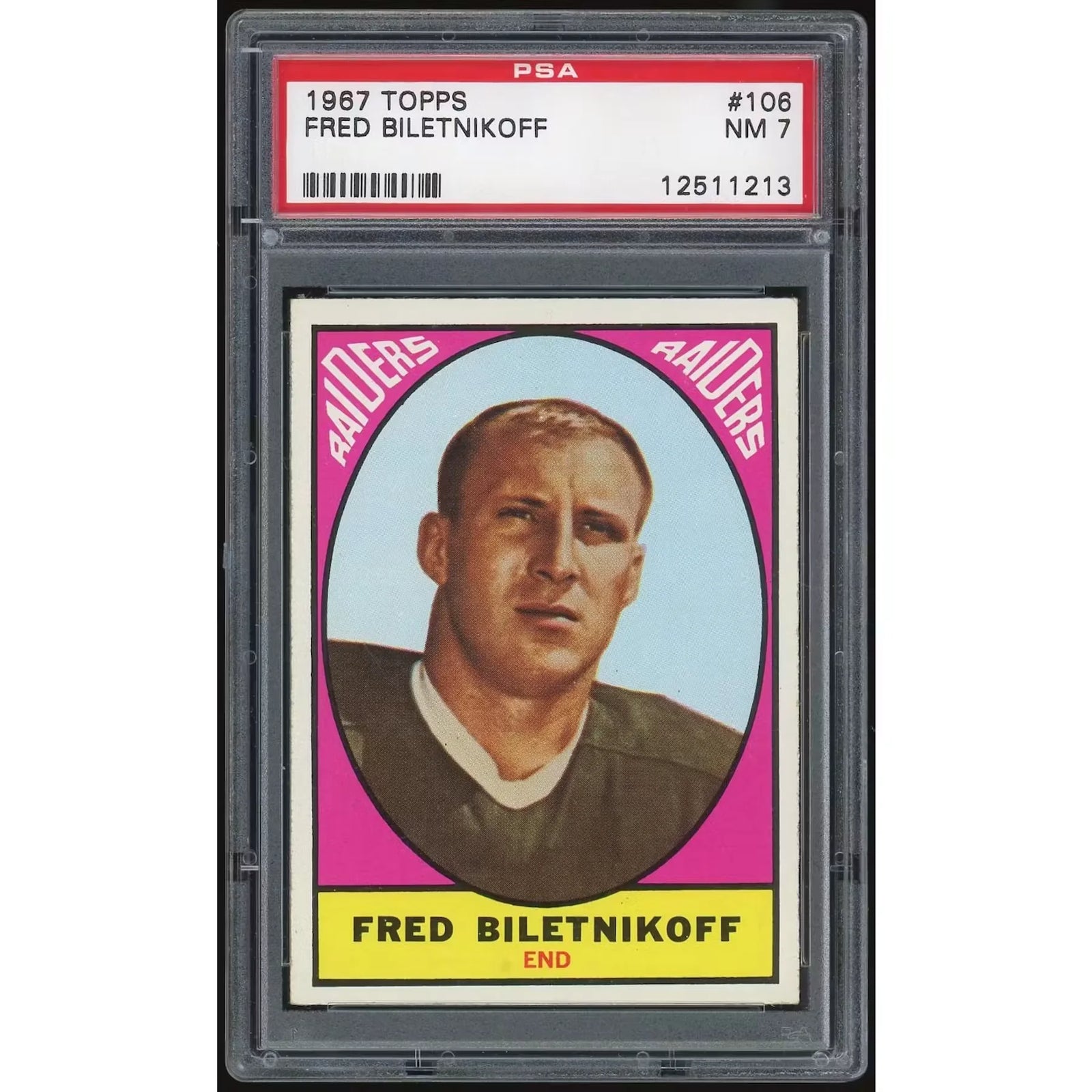 Fred Biletnikoff 1967 Topps #106 Trading Card | PSA 7
