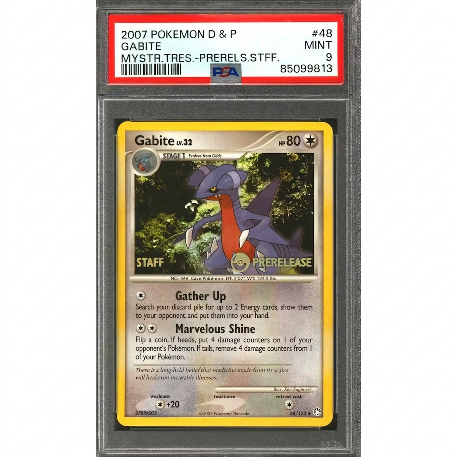 Pokemon 2007 Mysterious Treasures Prerelease Staff Gabite | PSA 9